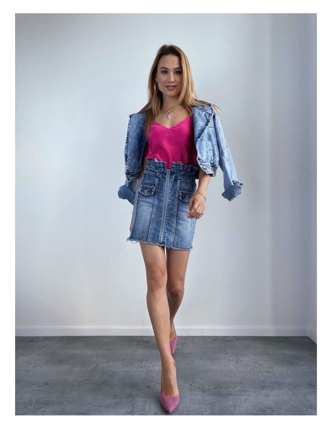 Fusta denim cu fermoar 9059 - Magazin online - Boutique